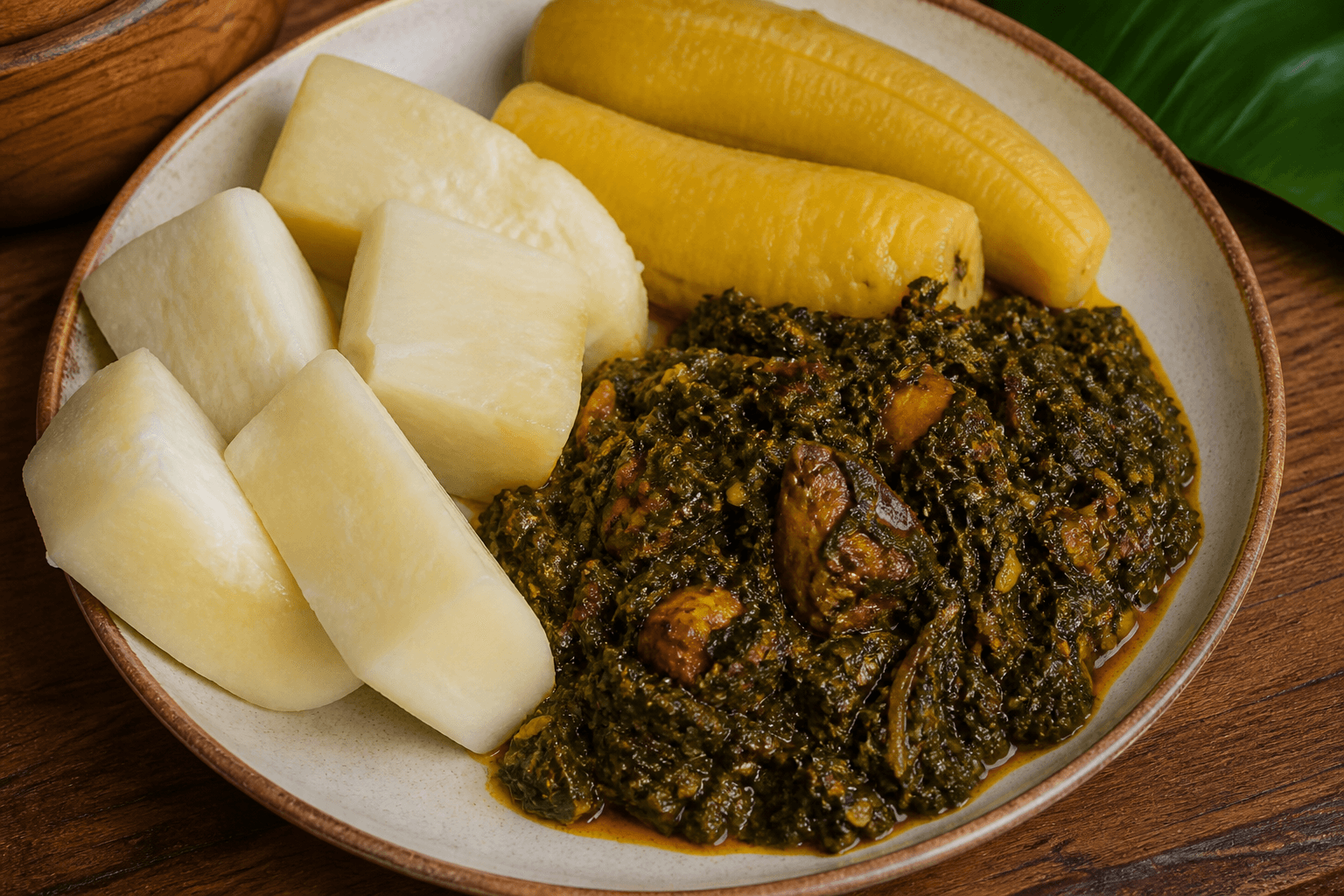 Yam & ripe plantain garden eggs