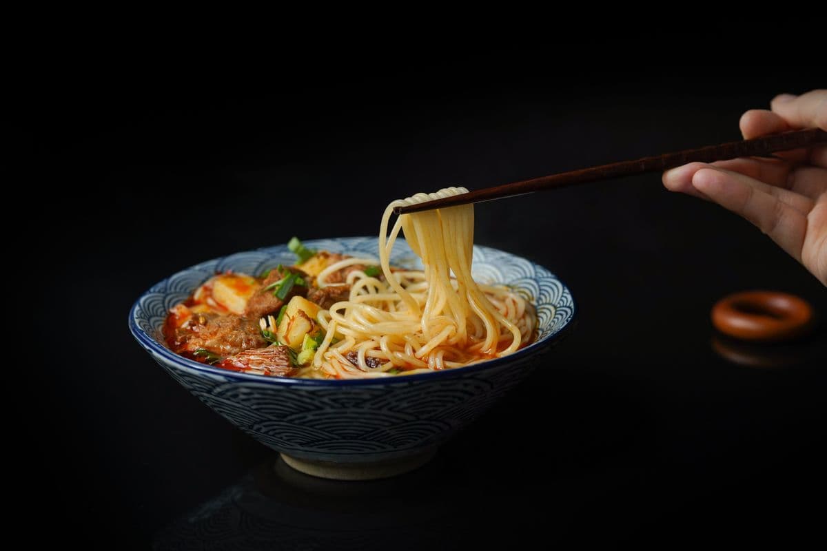 Assorted noodles and goat