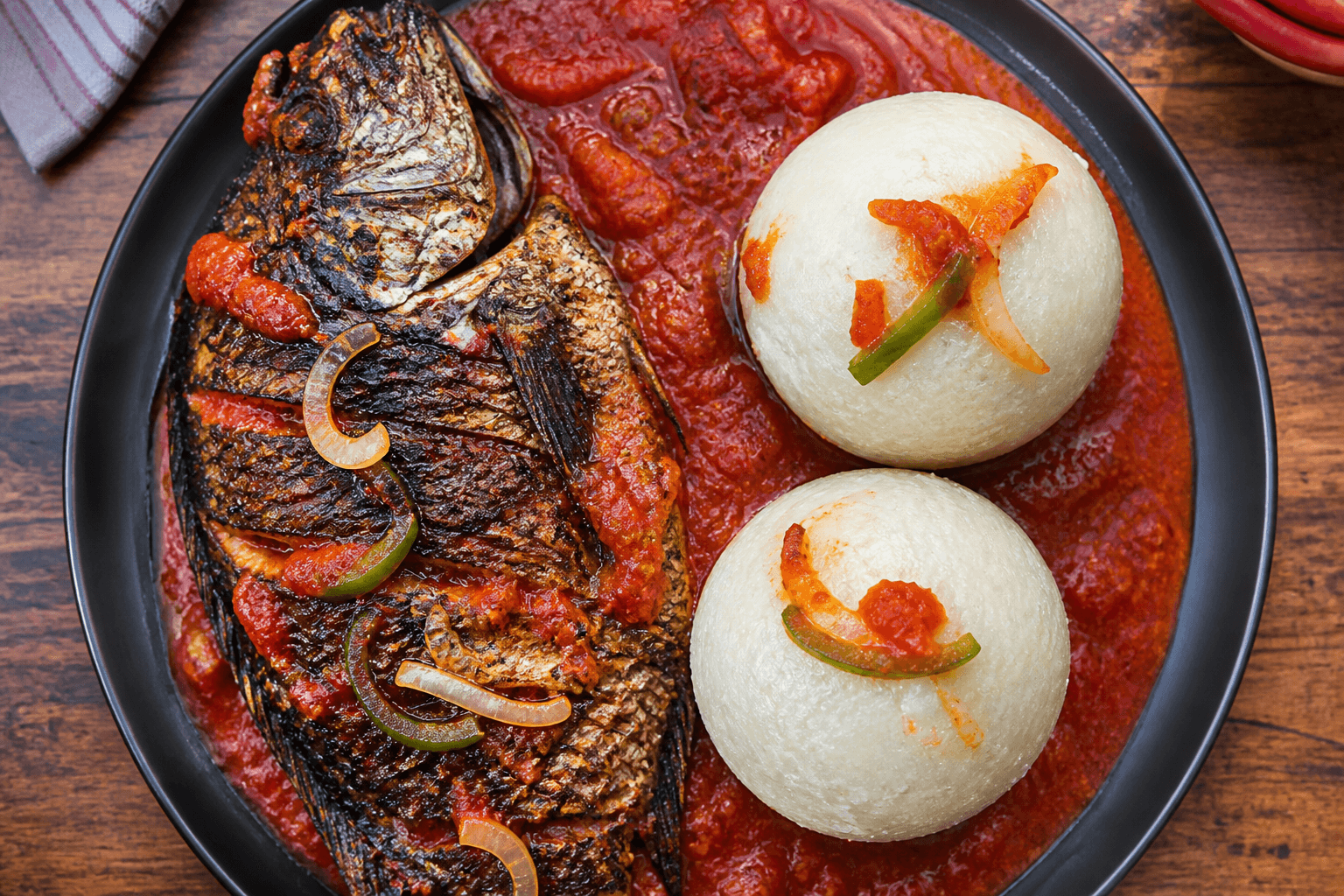 Kenkey oil less seafood okro