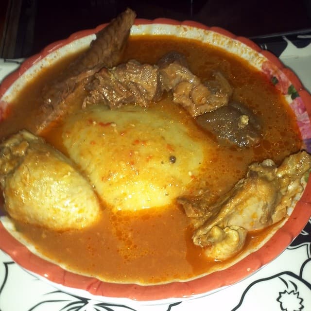 Fufu fully loaded peanut soup