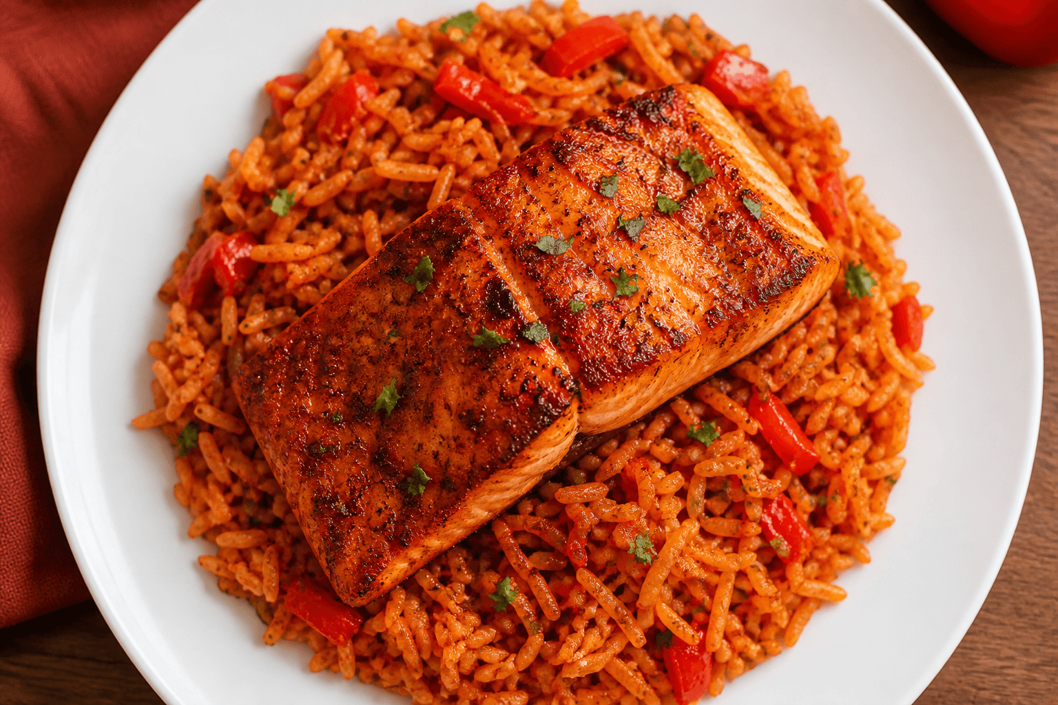 Salmon pepper rice