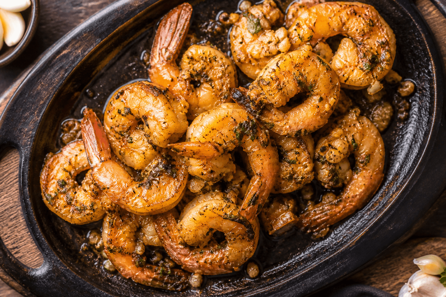 Buttered and fried seasoned prawns
